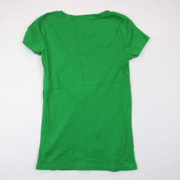 Basic T by Joe Fresh Women's Size S Green Solid Short Sleeve V-Neck T-Shirt - Picture 3 of 3